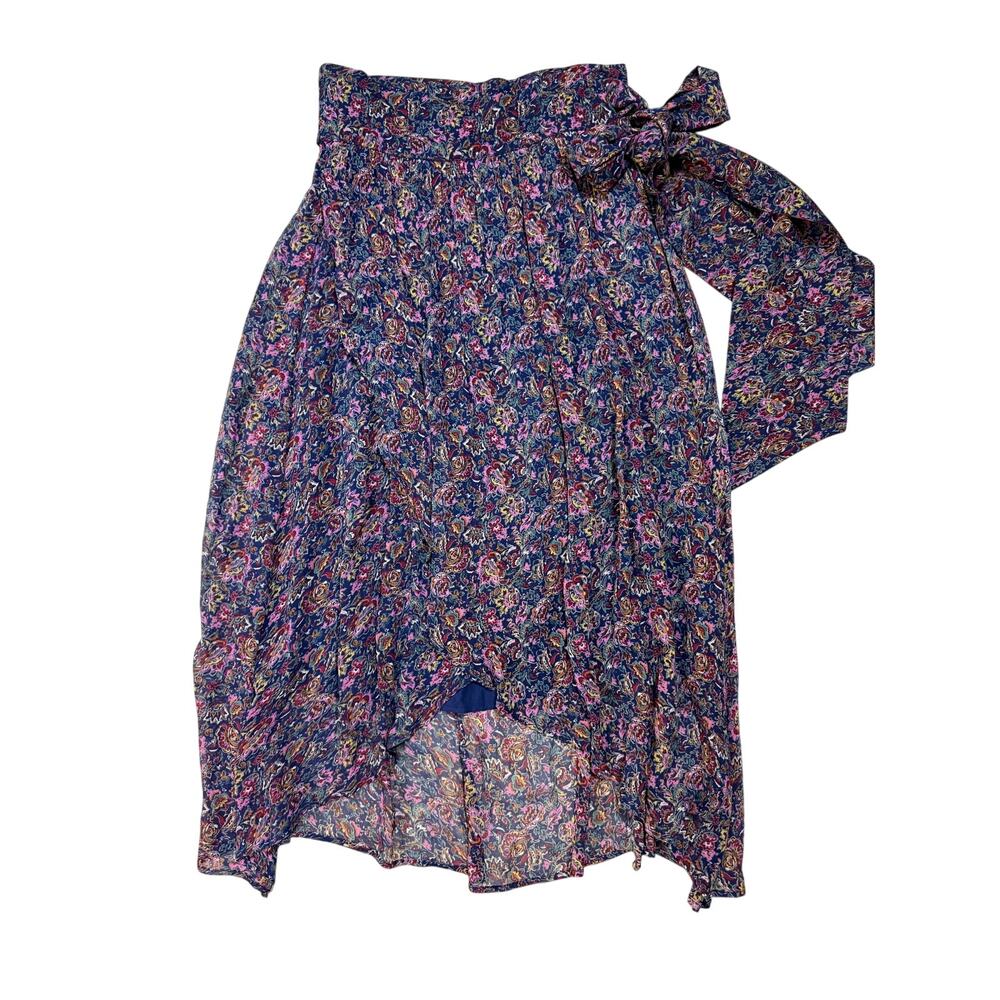 ba&sh dyork Marine Floral Paisley Wrap Midi Skirt Boho French Girl XS US 4